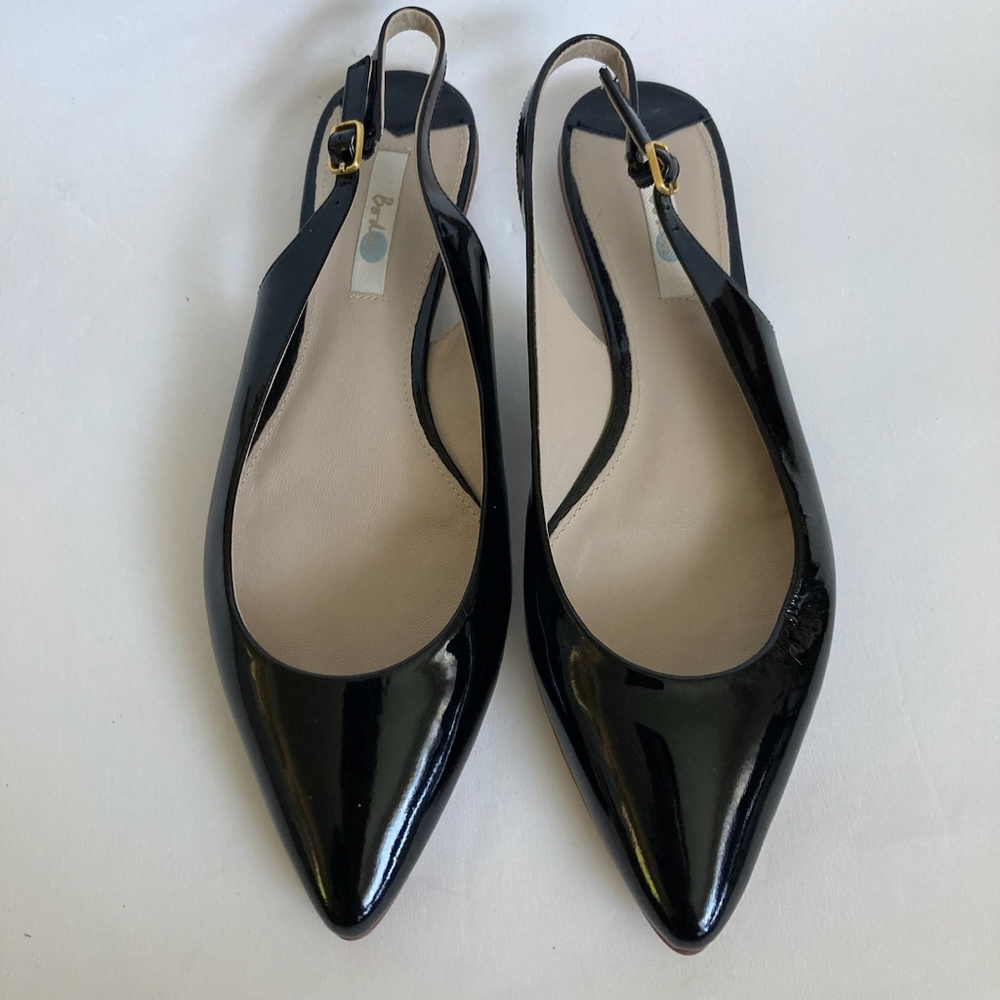 Boden leather shoes 41 9.5 10 patent sling back small low block heel